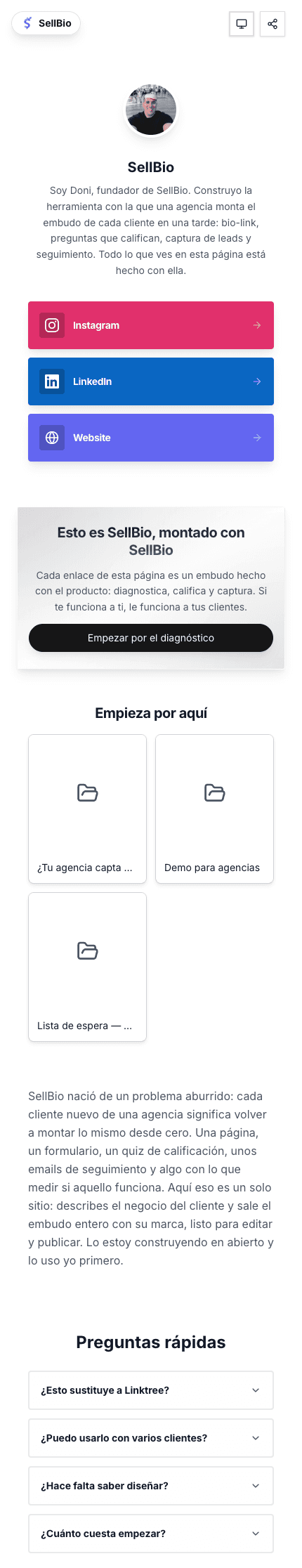 Real Sell Bio public page